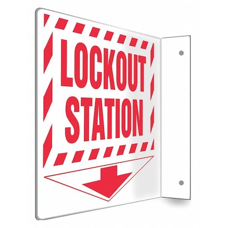 Condor High Visibility Safety Sign, 8 in Height, 12 in Width, PETG, L-Shape Projection, English 480W61