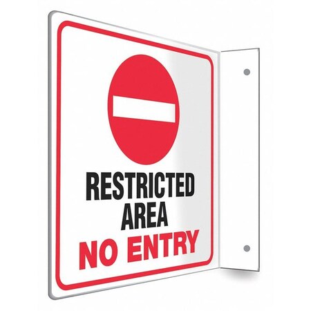 Condor High Visibility Safety Sign, 8 in H, 8 in W, PETG, L-Shape Projection, English, 480W68 480W68