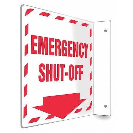 Condor EMERGENCY SHUT-OFF, 8 in W x 8 in H, L-Shape Projection, PETG, 480X84 480X84