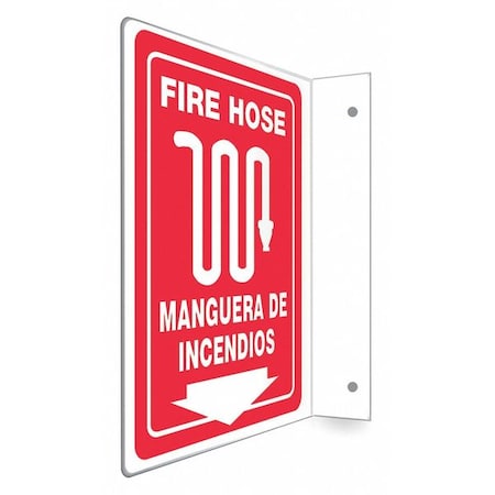 Condor High Visibility Safety Sign, 12 in Height, 9 in Width, PETG, L-Shape Projection, English, Spanish 480X72