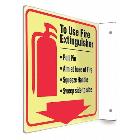 Condor High Visibility Safety Sign, 8 in Height, 8 in Width, PETG, L-Shape Projection, English 480X73