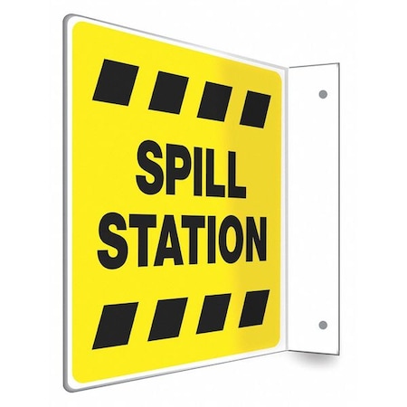 Condor High Visibility Safety Sign, 8 in H, 12 in W, PETG, L-Shape Projection, English, 480X05 480X05