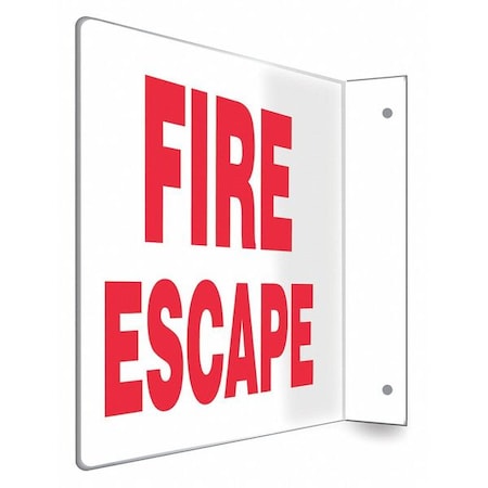 Condor High Visibility Safety Sign, PETG, 12 in W, 8 in H, FIRE ESCAPE, White 480X13