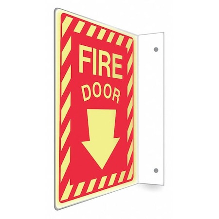 Condor Safety Sign, PETG, 9 in W, 12 in H, FIRE DOOR, Red 480X15