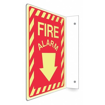 Condor High Visibility Safety Sign, 12 in Height, 9 in Width, PETG, L-Shape Projection, English 480X22