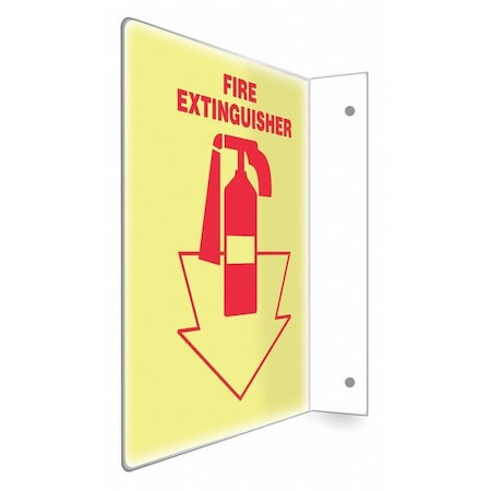 Condor High Visibility Safety Sign, 12 in Height, 9 in Width, PETG, L-Shape Projection, English 480X35