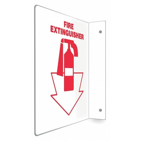 Condor High Visibility Safety Sign, 12 in Height, 9 in Width, PETG, L-Shape Projection, English 480X36