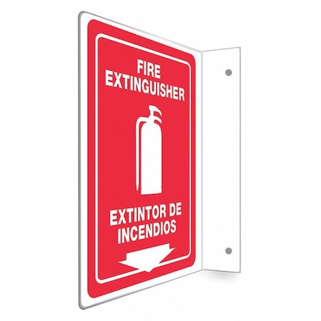 Condor High Visibility Safety Sign, 12 in Height, 9 in Width, PETG, L-Shape Projection, English, Spanish 480X58