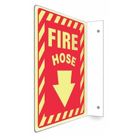 Condor High Visibility Safety Sign, 12 in Height, 9 in Width, PETG, L-Shape Projection, English 480X59