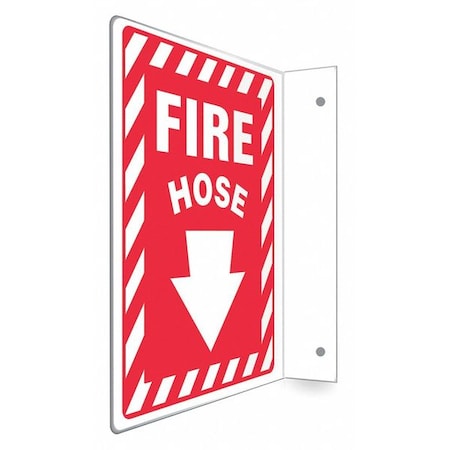 Condor High Visibility Safety Sign, 12 in Height, 9 in Width, PETG, L-Shape Projection, English 480X60