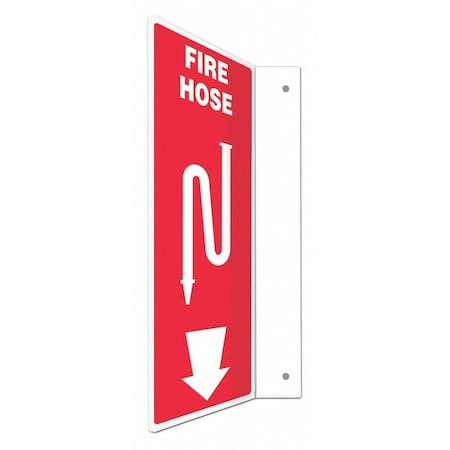 Condor High Visibility Safety Sign, 12 in Height, 4 in Width, PETG, L-Shape Projection, English 480X68