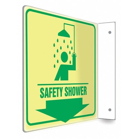 Condor SAFETY SHOWER, 8 in W x 8 in H, L-Shape Projection, PETG, 480Y02 480Y02