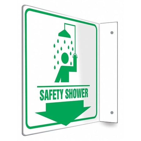 Condor SAFETY SHOWER, 8 in W x 8 in H, L-Shape Projection, PETG, 480Y03 480Y03