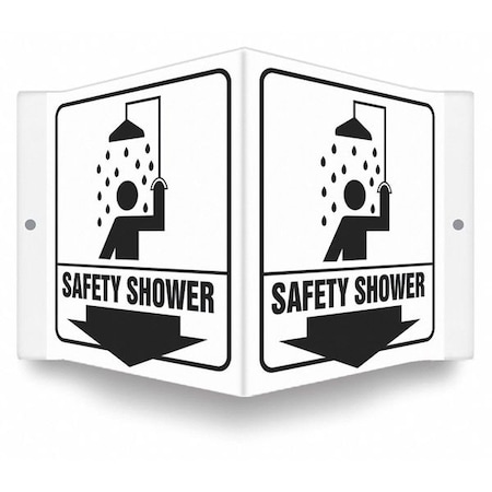 Condor SAFETY SHOWER, 8 1/2 in W x 6 in H, V-Shape Projection, PETG, 480Y05 480Y05
