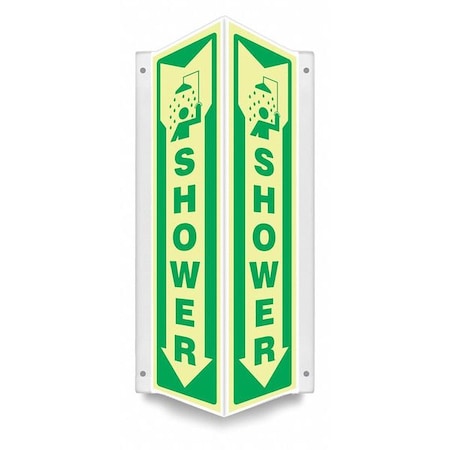Condor SHOWER, 7 1/2 in W x 18 in H, V-Shape Projection, PETG, 480Y17 480Y17