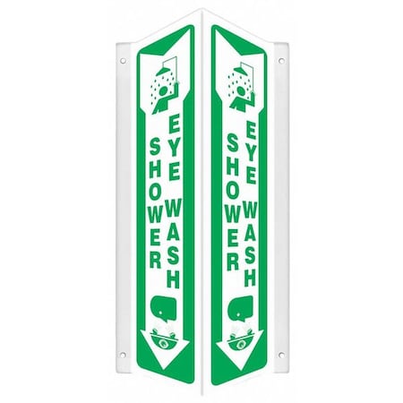 Condor SHOWER EYE WASH, 7 1/2 in W x 18 in H, V-Shape Projection, PETG, 480Y20 480Y20