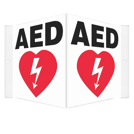 Condor AED, 8 1/2 in W x 6 in H, V-Shape Projection, PETG, 480Y21 480Y21