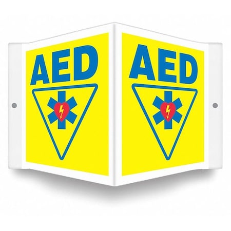 Condor AED, 8 1/2 in W x 6 in H, V-Shape Projection, PETG, 480Y22 480Y22