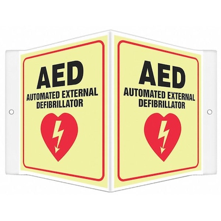 Condor AED AUTOMATIC EXTERNAL DEFIBRILLATOR, 8 1/2 in W x 6 in H, V-Shape Projection, PETG, 480Y24 480Y24