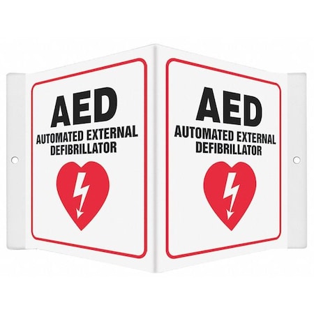 Condor AED AUTOMATIC EXTERNAL DEFIBRILLATOR, 8 1/2 in W x 6 in H, V-Shape Projection, PETG, 480Y25 480Y25