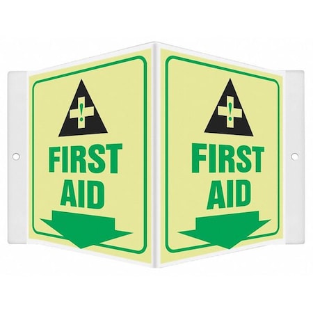 Condor FIRST AID, 8 1/2 in W x 6 in H, V-Shape Projection, PETG, 480Y32 480Y32