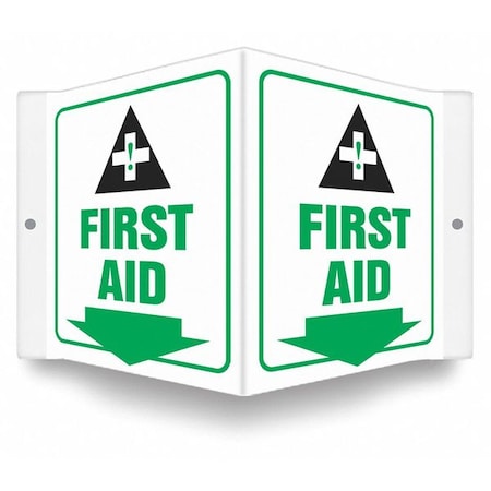 Condor FIRST AID, 8 1/2 in W x 6 in H, V-Shape Projection, PETG, 480Y33 480Y33