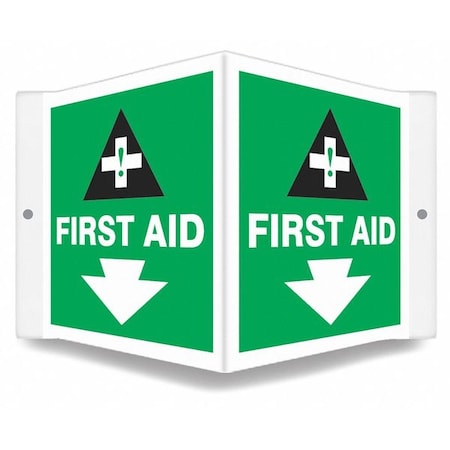 Condor FIRST AID, 8 1/2 in W x 6 in H, V-Shape Projection, PETG, 480Y34 480Y34