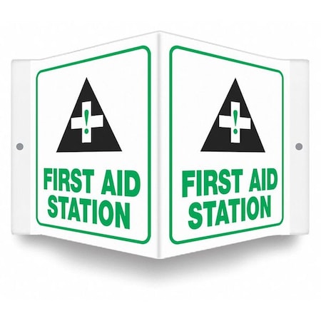 Condor FIRST AID STATION, 8 1/2 in W x 6 in H, V-Shape Projection, PETG, 480Y37 480Y37