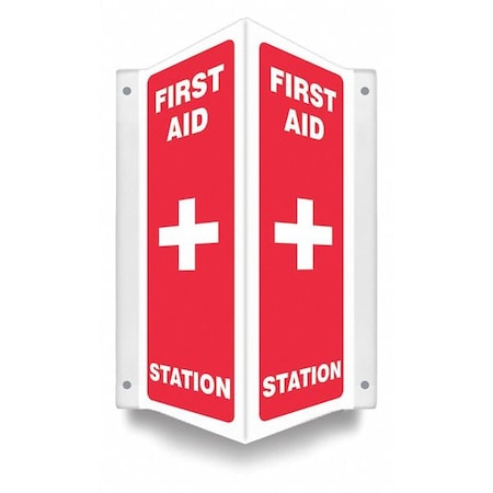 Condor No Header, FIRST AID STATION, 7 1/2 in W x 12 in H, V-Shape Projection, PETG 480Y39