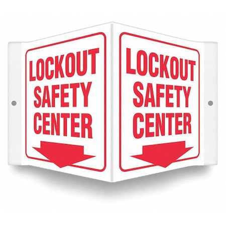 Condor High Visibility Safety Sign, 6 in Height, 8 1/2 in Width, PETG, V-Shape Projection, English 480Y40