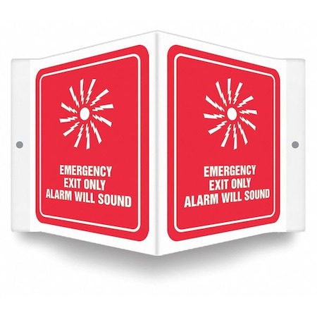 Condor Exit Sign, Plastic, 8-1/2" W, 6" H, Emergency Exit Only Alarm Will Sound, Red 480Y55