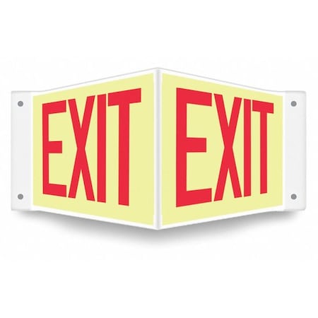 Condor Exit Sign, Plastic, 18" W, 8" H, Exit, White 480Y57