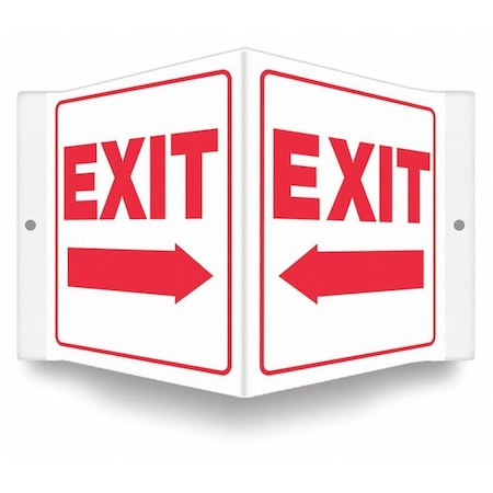 Condor Exit Sign, Plastic, 8-1/2" W, 6" H, Exit, White 480Y59