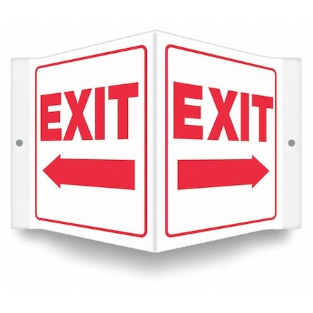 Condor Exit Sign, Plastic, 8-1/2" W, 6" H, Exit, White 480Y60