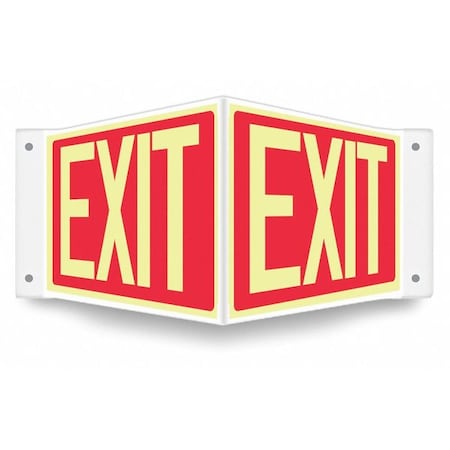Condor Exit Sign, Plastic, 18" W, 8" H, Exit, Red 480Y62