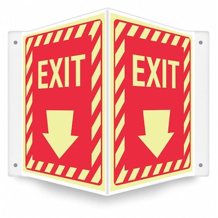 Condor Exit Sign, Plastic, 14" W, 12" H, Exit, Red 480Y64