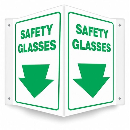 Condor High Visibility Safety Sign, 12 in Height, 14 in Width, PETG, V-Shape Projection, English 480Z72