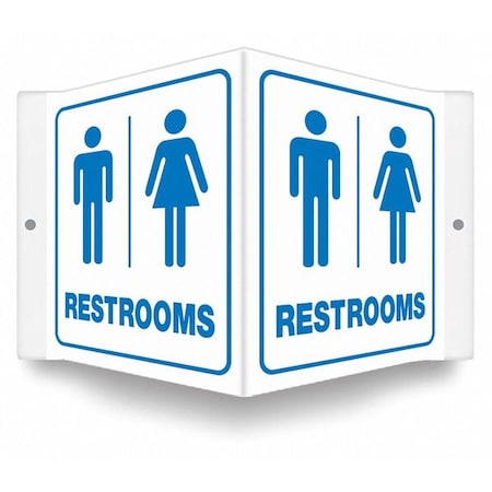 Condor RESTROOMS, 8 1/2 in W x 6 in H, V-Shape Projection, PETG, 480Z77 480Z77