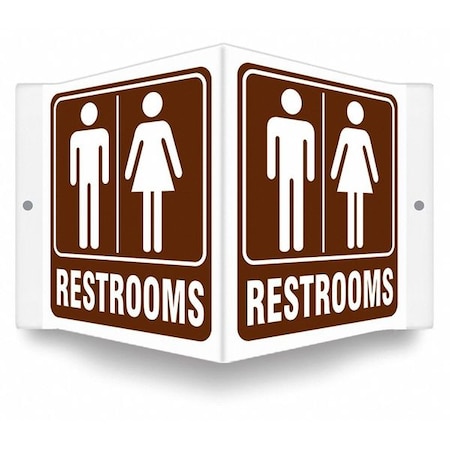 Condor RESTROOMS, 8 1/2 in W x 6 in H, V-Shape Projection, PETG, 480Z79 480Z79