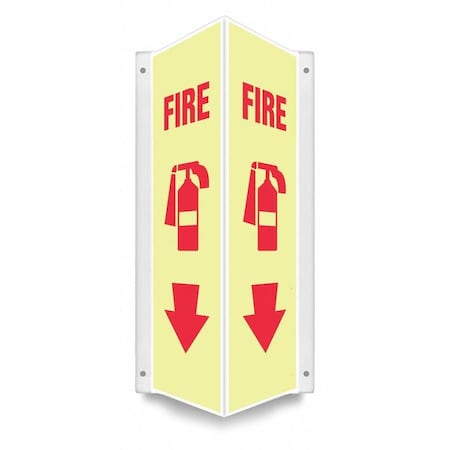 Condor High Visibility Safety Sign, 18 in Height, 7 1/2 in Width, PETG, V-Shape Projection, English 480Z28
