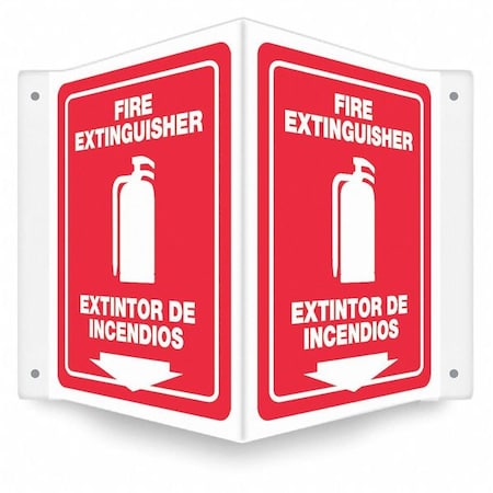 Condor High Visibility Safety Sign, 12 in Height, 14 in Width, PETG, V-Shape Projection, English, Spanish 480Z40