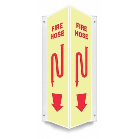 Condor High Visibility Safety Sign, 18 in Height, 7 1/2 in Width, PETG, V-Shape Projection, English 480Z47