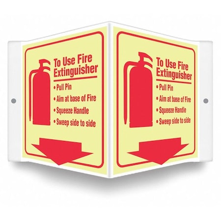 Condor High Visibility Safety Sign, 6 in Height, 8 1/2 in Width, PETG, V-Shape Projection, English 480Z55