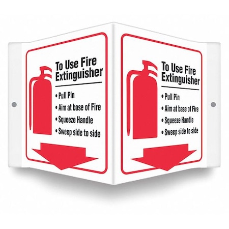Condor High Visibility Safety Sign, 6 in Height, 8 1/2 in Width, PETG, V-Shape Projection, English 480Z56