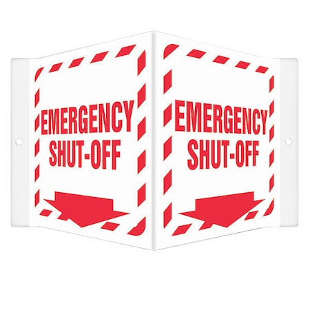 Condor EMERGENCY SHUT-OFF, 8 1/2 in W x 6 in H, V-Shape Projection, PETG, 480Z66 480Z66