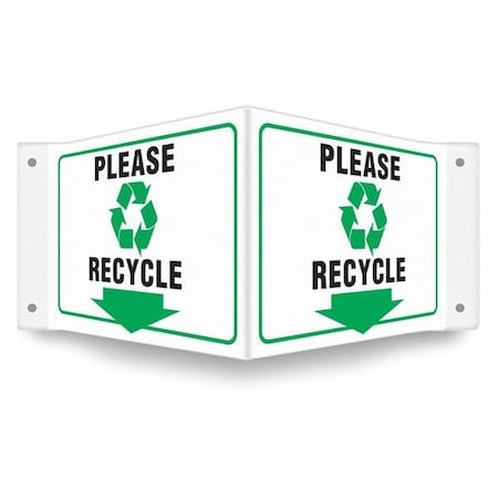 Condor No Header, PLEASE RECYCLE, 18 in W x 8 in H, V-Shape Projection, PETG 480Z68