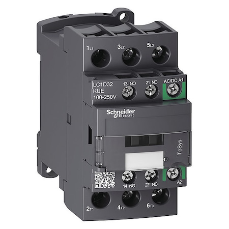 Schneider Electric IEC Magnetic Contactor, 1NC/1NO, 100V-250V AC/DC, 3 P, Non-Reversing, Screw Clamp LC1D32KUE