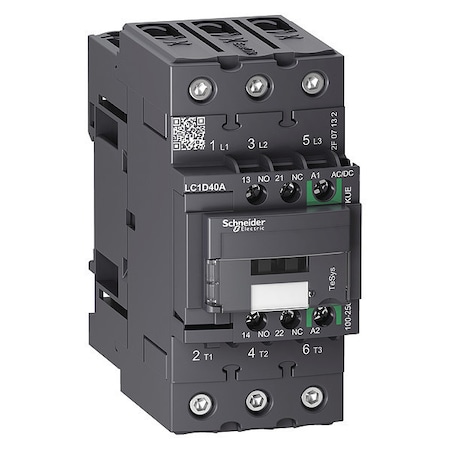 Schneider Electric IEC Magnetic Contactor, 1NC/1NO, 100V-250V AC/DC, 3 P, Non-Reversing, Screw Clamp LC1D40AKUE