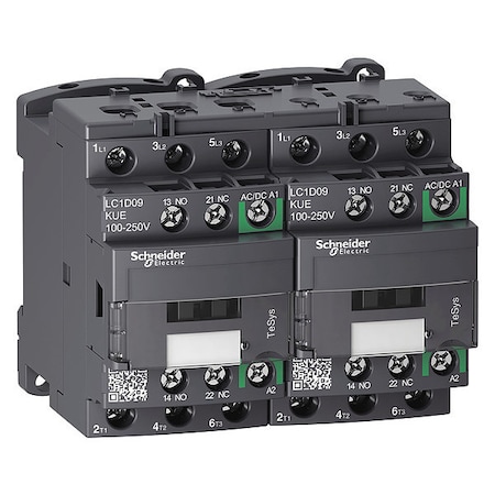 Schneider Electric IEC Magnetic Contactor, 1NC/1NO, 100V-250V AC/DC, 3 P, Reversing, Screw Clamp LC2D09KUE