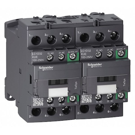 Schneider Electric IEC Magnetic Contactor, 1NC/1NO, 100V-250V AC/DC, 3 P, Reversing, Screw Clamp LC2D32KUE